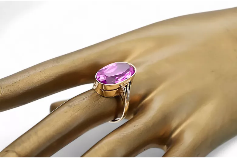 Аметист 14-кв Желтое золото Кольцо Винтаж стиль vrc113y